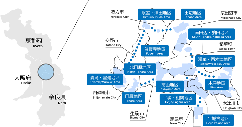An image map aimed at holding a Danjiri festival-style tournament in the Keihanna area.
